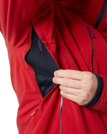 Red Coloured Helly Hansen Mens Alpha 4.0 Jacket on white background 