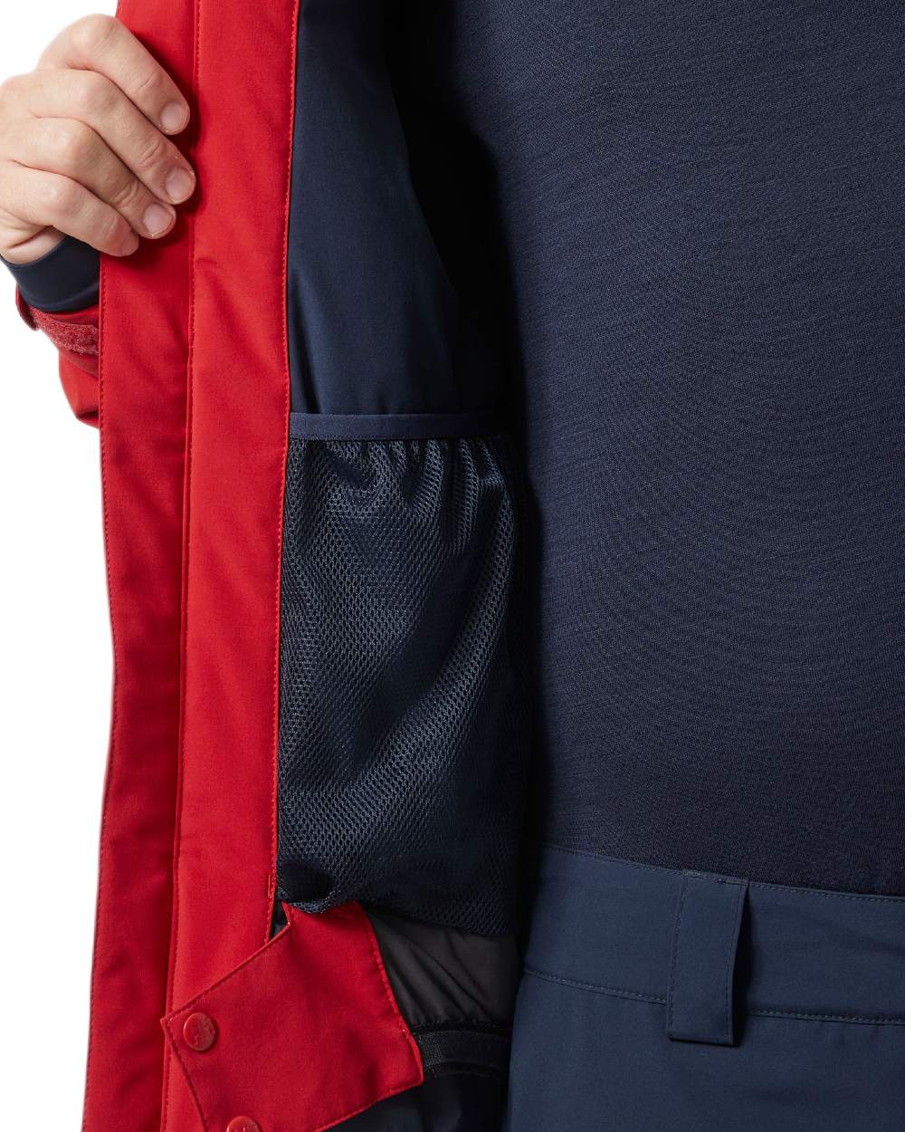 Red Coloured Helly Hansen Mens Alpha 4.0 Jacket on white background 