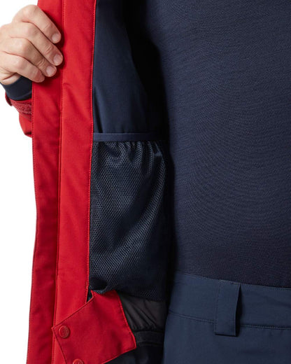 Red Coloured Helly Hansen Mens Alpha 4.0 Jacket on white background 