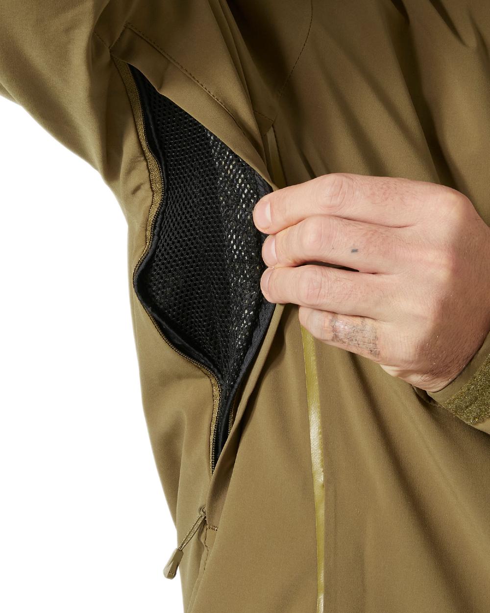 Sepia Coloured Helly Hansen Mens Alpha 4.0 Jacket on white background 