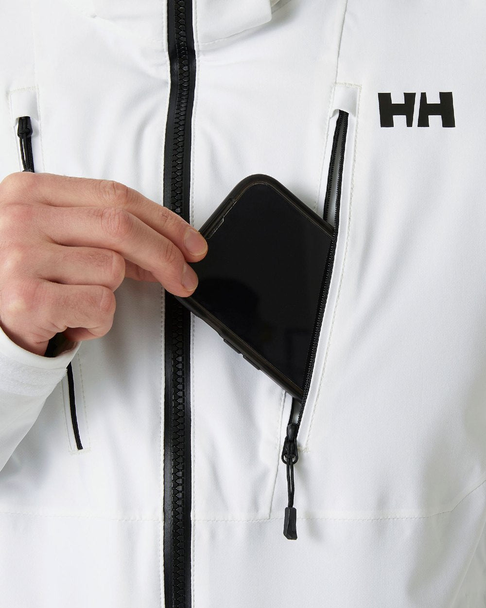 White Coloured Helly Hansen Mens Alpha 4.0 Jacket on white background 