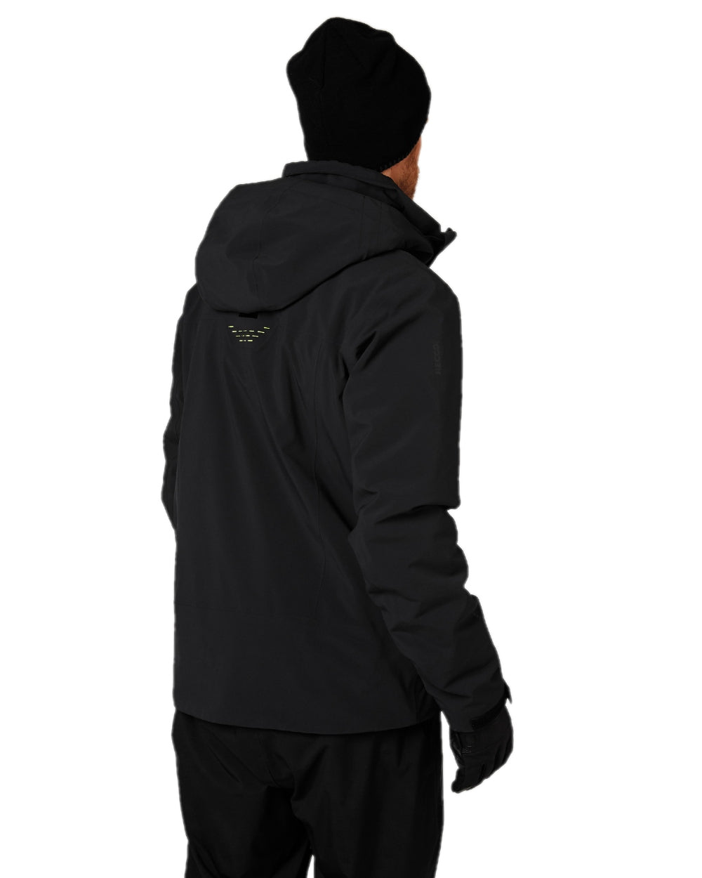 Black Coloured Helly Hansen Mens Alpha Lifaloft Insulated Ski Jacket on white background 