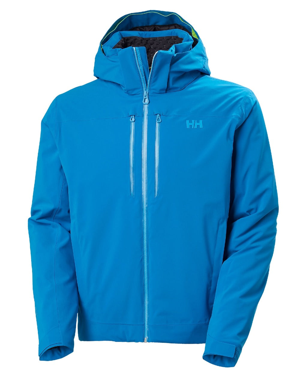 Cerulean Blue Coloured Helly Hansen Mens Alpha Lifaloft Insulated Ski Jacket on white background 