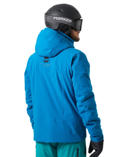 Cerulean Blue Coloured Helly Hansen Mens Alpha Lifaloft Insulated Ski Jacket on white background 