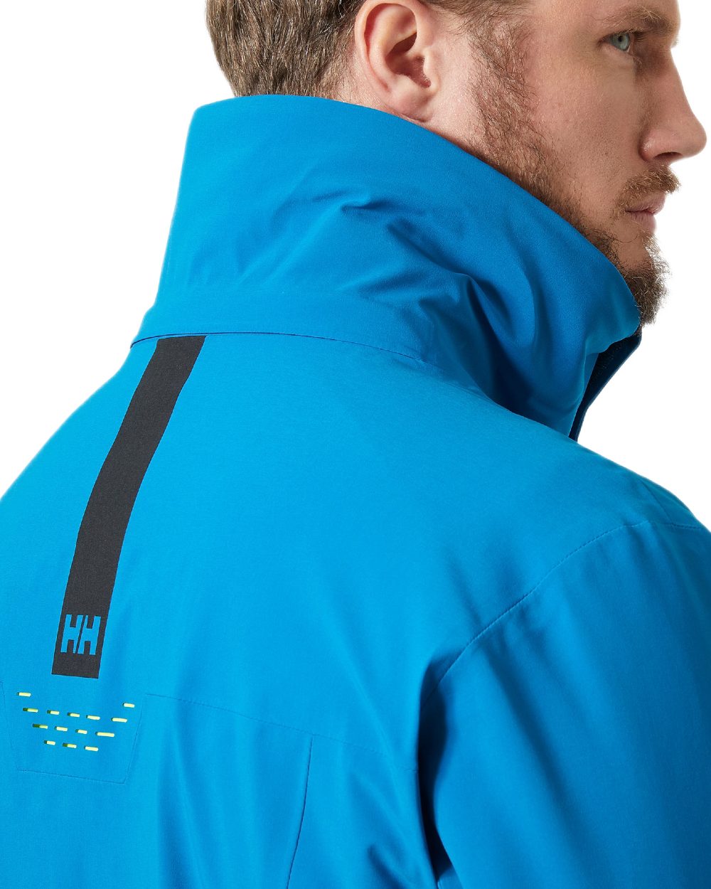 Cerulean Blue Coloured Helly Hansen Mens Alpha Lifaloft Insulated Ski Jacket on white background 