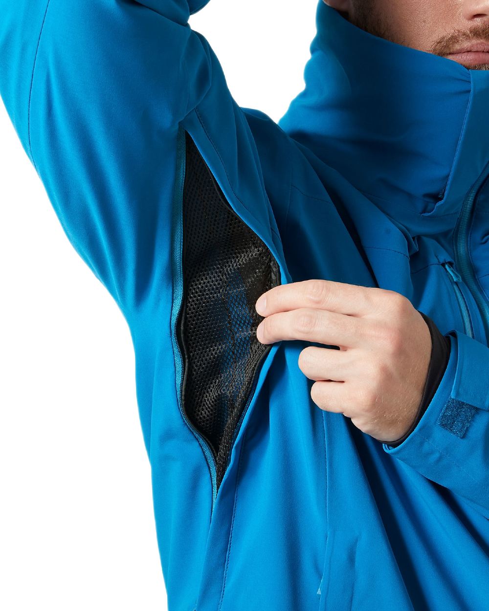 Cerulean Blue Coloured Helly Hansen Mens Alpha Lifaloft Insulated Ski Jacket on white background 