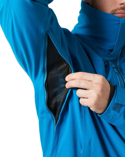Cerulean Blue Coloured Helly Hansen Mens Alpha Lifaloft Insulated Ski Jacket on white background 