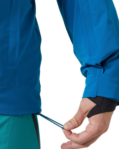 Cerulean Blue Coloured Helly Hansen Mens Alpha Lifaloft Insulated Ski Jacket on white background 