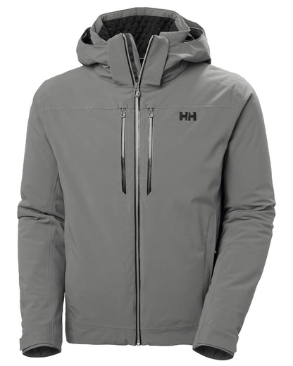 Concrete Coloured Helly Hansen Mens Alpha Lifaloft Insulated Ski Jacket on white background 