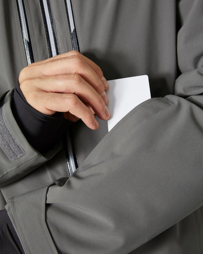 Concrete Coloured Helly Hansen Mens Alpha Lifaloft Insulated Ski Jacket on white background 