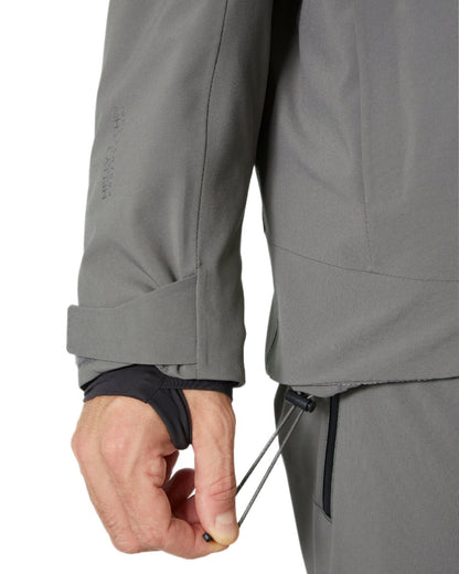 Concrete Coloured Helly Hansen Mens Alpha Lifaloft Insulated Ski Jacket on white background 
