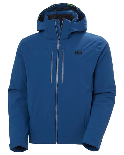 Dark Blue coloured Helly Hansen Mens Alpha Lifaloft Insulated Ski Jacket on white background 