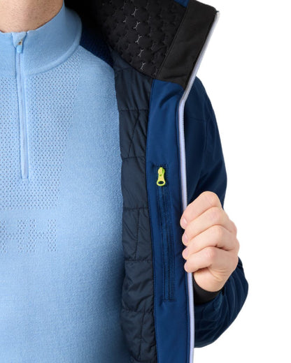 Dark Blue coloured Helly Hansen Mens Alpha Lifaloft Insulated Ski Jacket on white background 