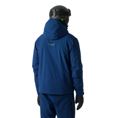 Dark Blue coloured Helly Hansen Mens Alpha Lifaloft Insulated Ski Jacket on white background 