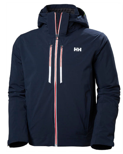 Navy Coloured Helly Hansen Mens Alpha Lifaloft Insulated Ski Jacket on white background 