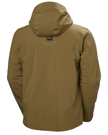 Sepia Coloured Helly Hansen Mens Alpha Lifaloft Insulated Ski Jacket on white background 
