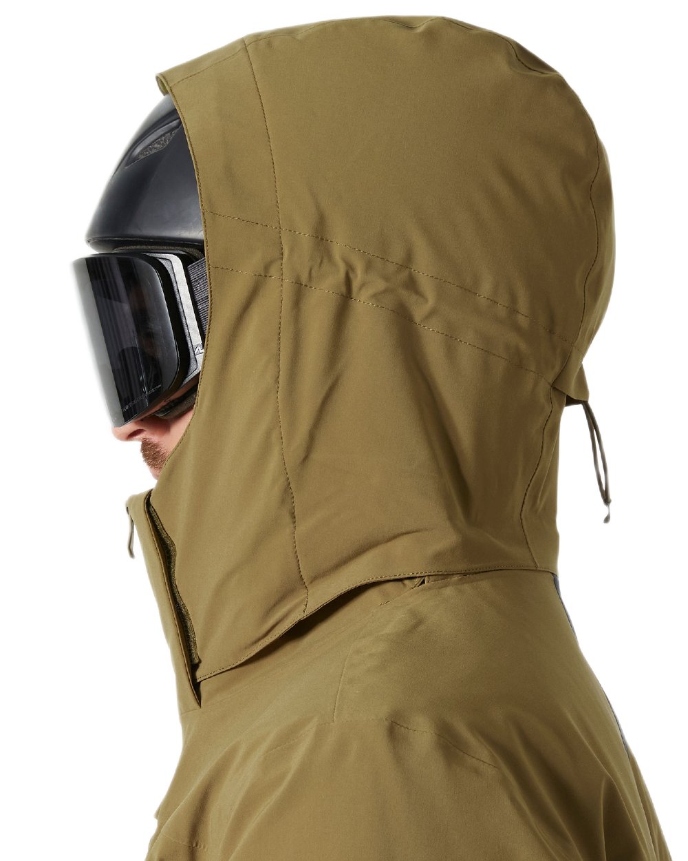 Sepia Coloured Helly Hansen Mens Alpha Lifaloft Insulated Ski Jacket on white background 