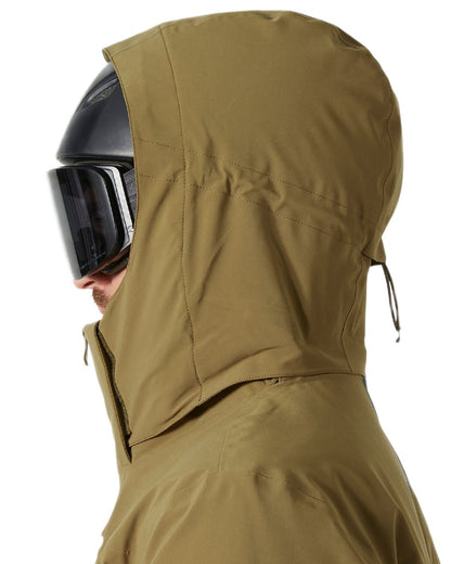 Sepia Coloured Helly Hansen Mens Alpha Lifaloft Insulated Ski Jacket on white background 