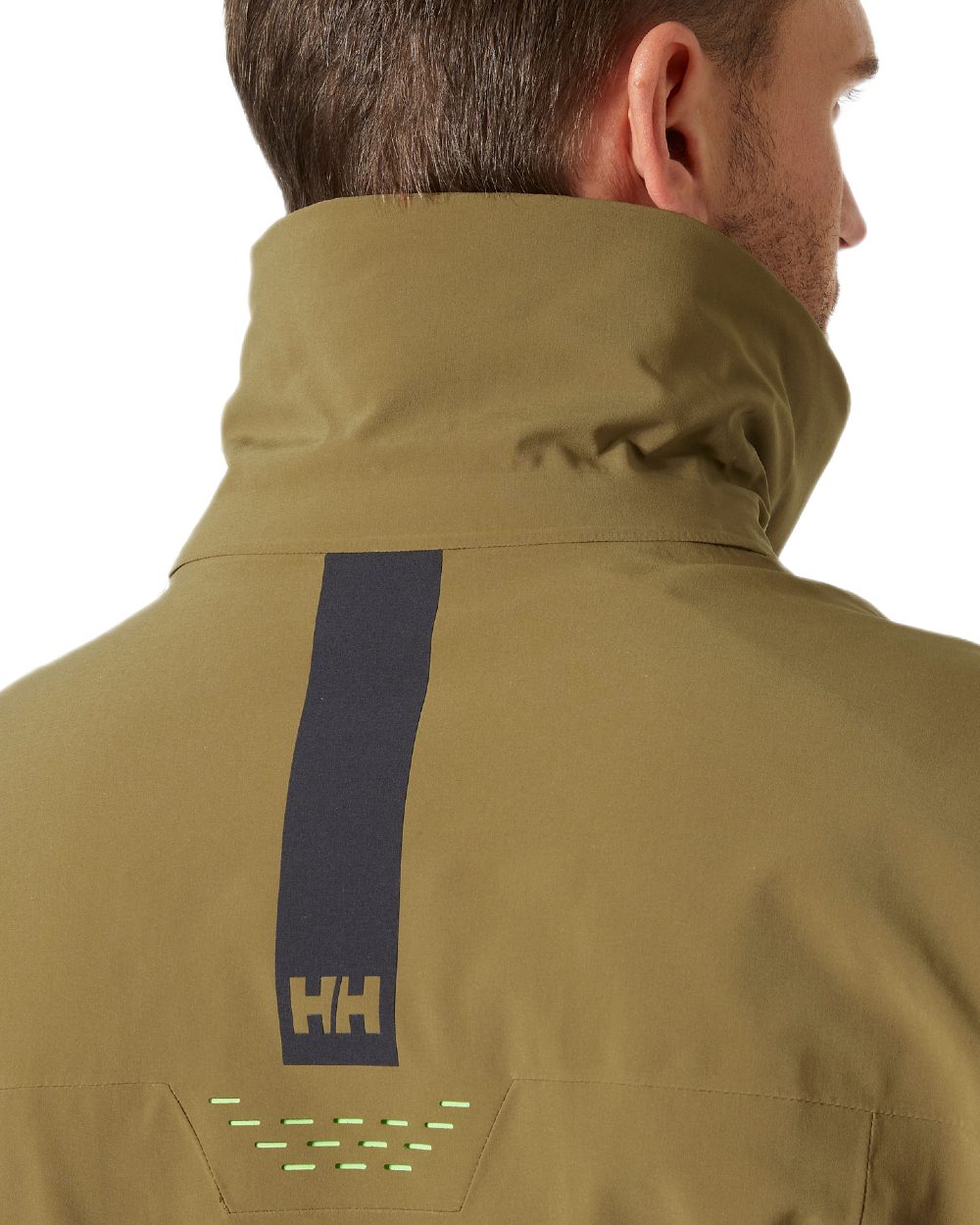 Sepia Coloured Helly Hansen Mens Alpha Lifaloft Insulated Ski Jacket on white background 
