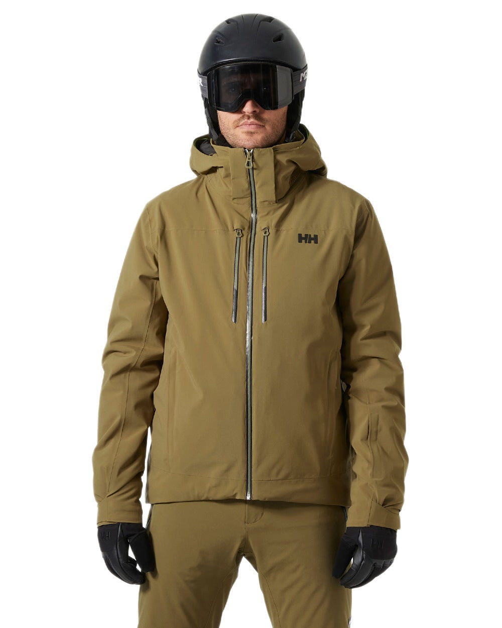 Sepia Coloured Helly Hansen Mens Alpha Lifaloft Insulated Ski Jacket on white background 