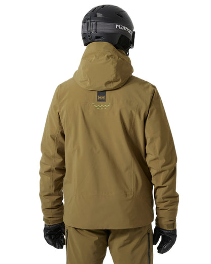 Sepia Coloured Helly Hansen Mens Alpha Lifaloft Insulated Ski Jacket on white background 