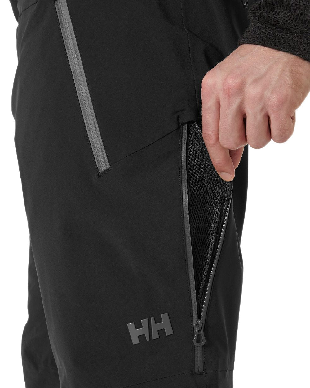 Black Coloured Helly Hansen Mens Alpha Lifaloft Insulated Ski Pants on white background 