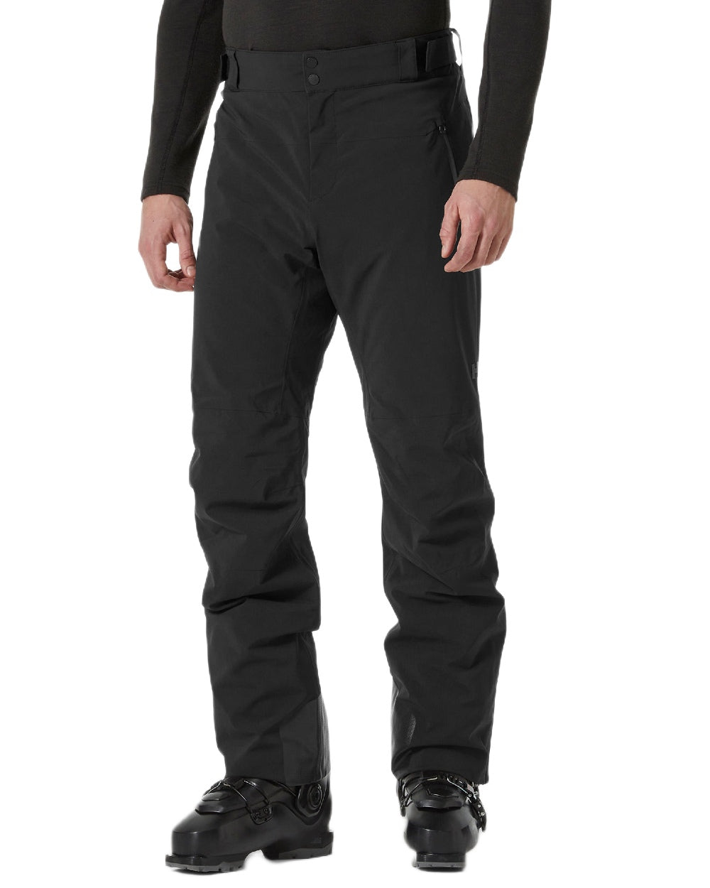 Black Coloured Helly Hansen Mens Alpha Lifaloft Insulated Ski Pants on white background 