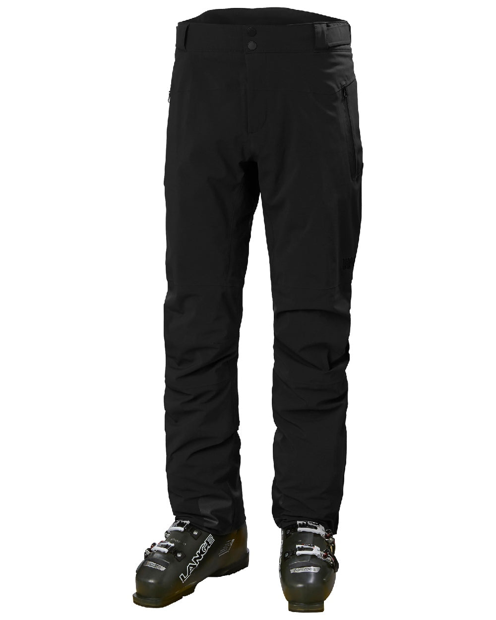 Black Coloured Helly Hansen Mens Alpha Lifaloft Insulated Ski Pants on white background 