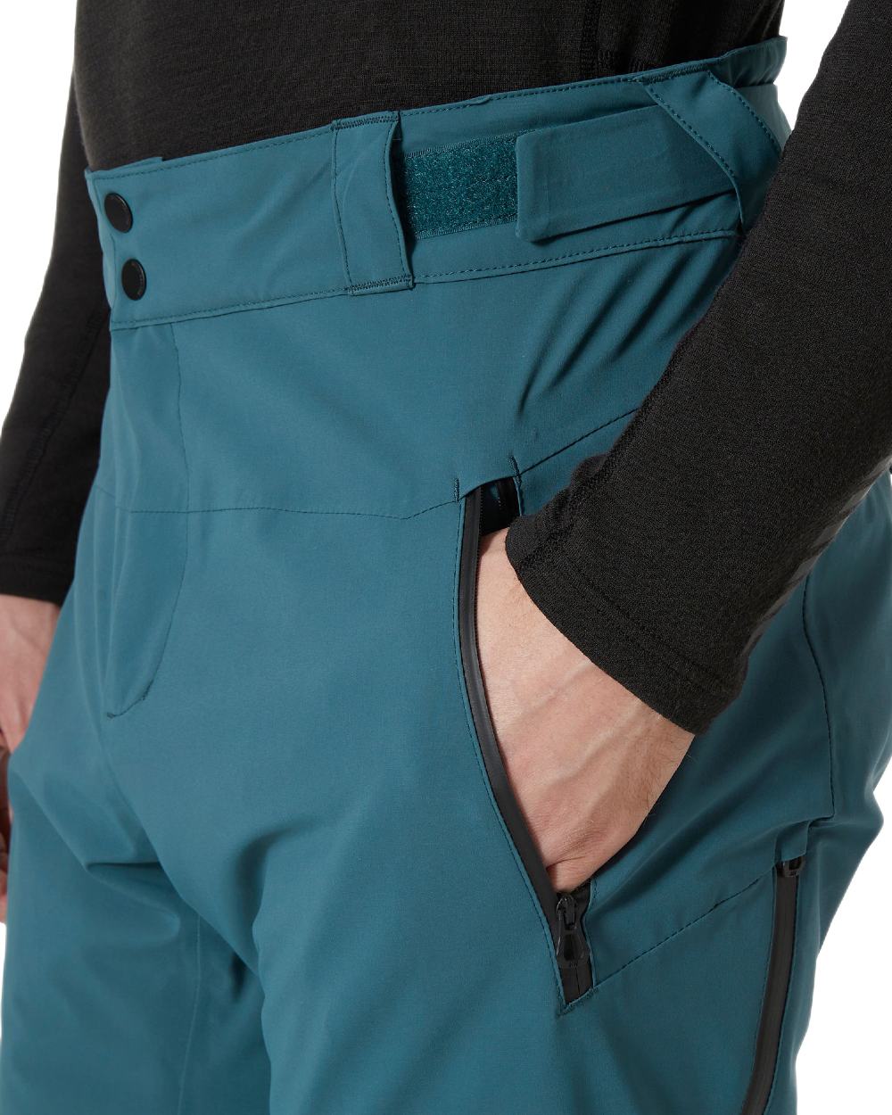 Dark Creek Spruce Coloured Helly Hansen Mens Alpha Lifaloft Insulated Ski Pants on white background 