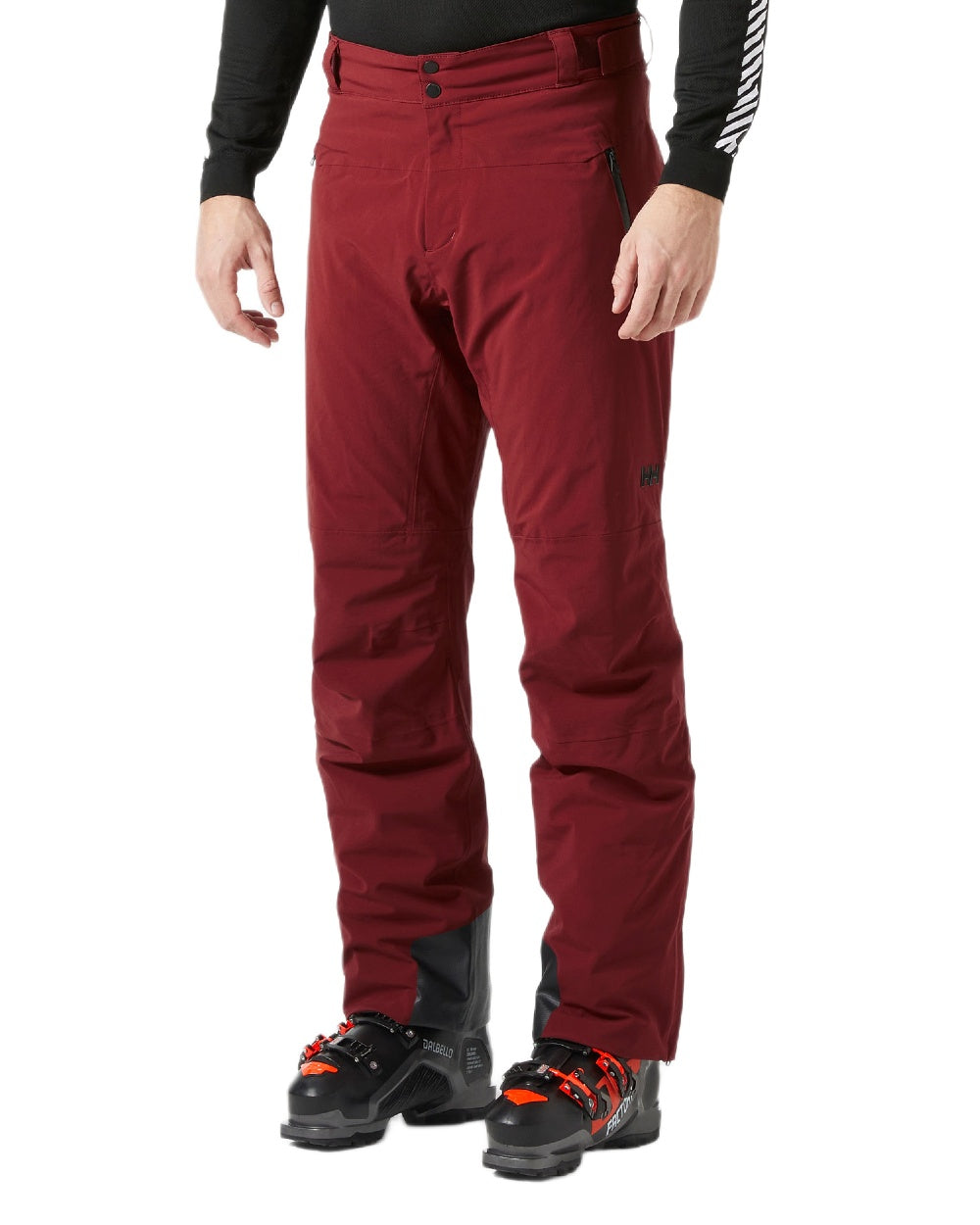 Mars Red Coloured Helly Hansen Mens Alpha Lifaloft Insulated Ski Pants on white background 