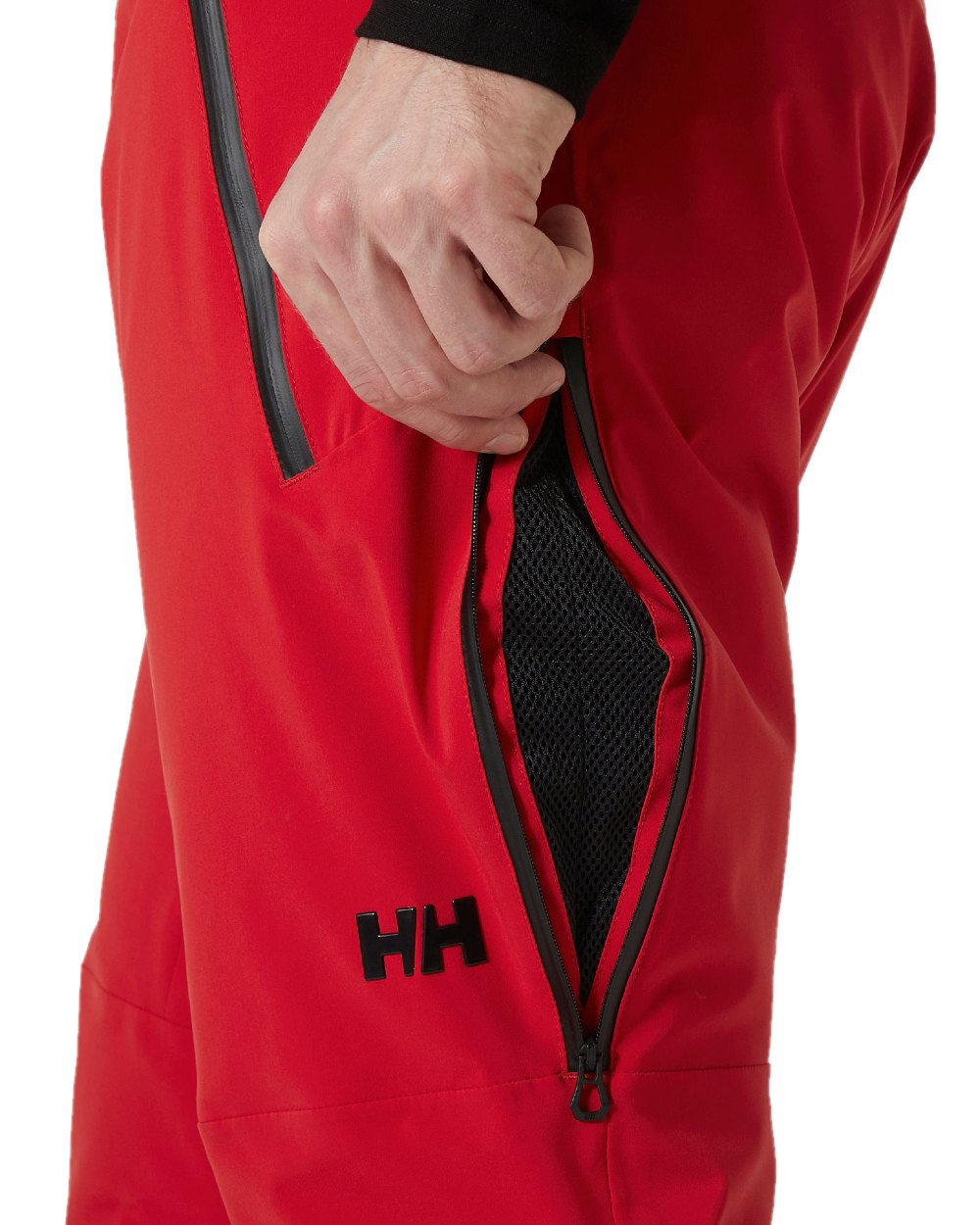 Red Coloured Helly Hansen Mens Alpha Lifaloft Insulated Ski Pants on white background 