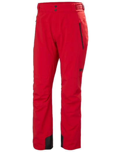 Red Coloured Helly Hansen Mens Alpha Lifaloft Insulated Ski Pants on white background 