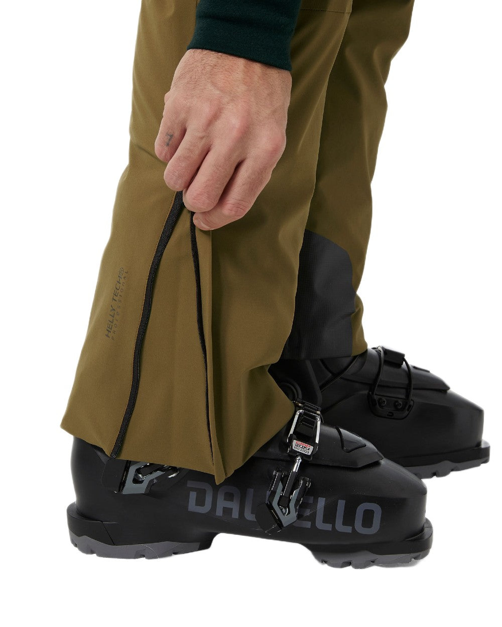 Sepia Coloured Helly Hansen Mens Alpha Lifaloft Insulated Ski Pants on white background 