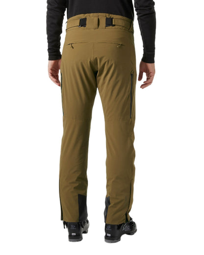 Sepia Coloured Helly Hansen Mens Alpha Lifaloft Insulated Ski Pants on white background 