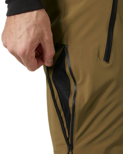 Sepia Coloured Helly Hansen Mens Alpha Lifaloft Insulated Ski Pants on white background 