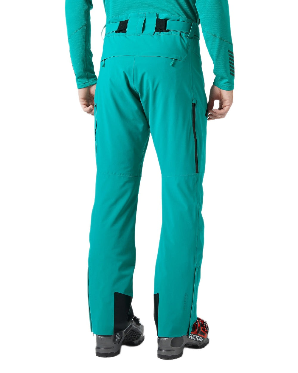 Signal Green Coloured Helly Hansen Mens Alpha Lifaloft Insulated Ski Pants on white background 