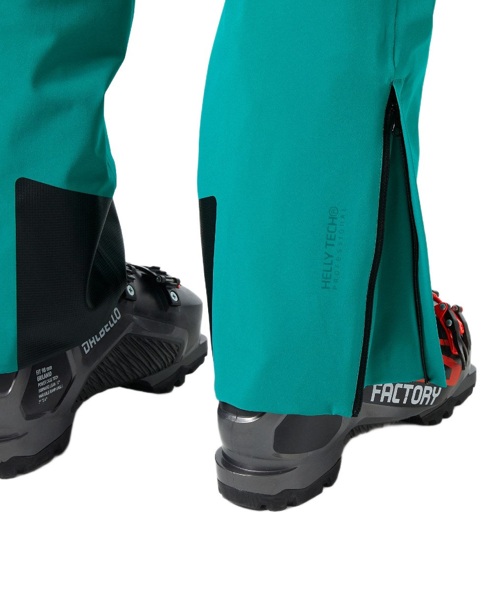 Signal Green Coloured Helly Hansen Mens Alpha Lifaloft Insulated Ski Pants on white background 