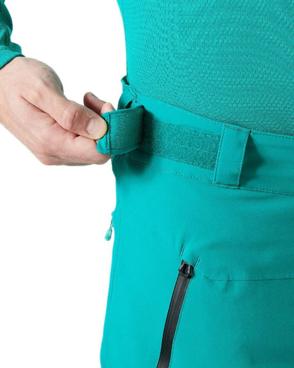 Signal Green Coloured Helly Hansen Mens Alpha Lifaloft Insulated Ski Pants on white background 