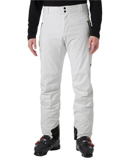 White Coloured Helly Hansen Mens Alpha Lifaloft Insulated Ski Pants on white background 