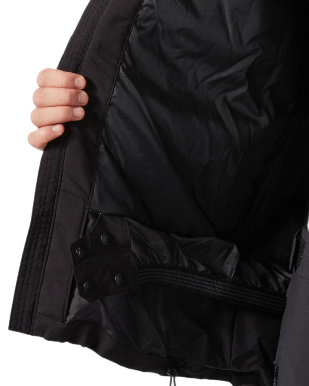 Black Coloured Helly Hansen Mens Alpine Insulated Jacket on white background 