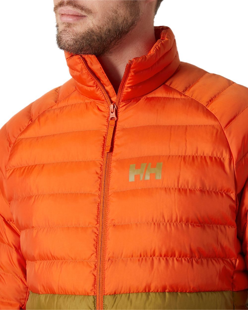 Patrol Orange Lynx Coloured Helly Hansen Mens Banff Insulator Jacket on white background 