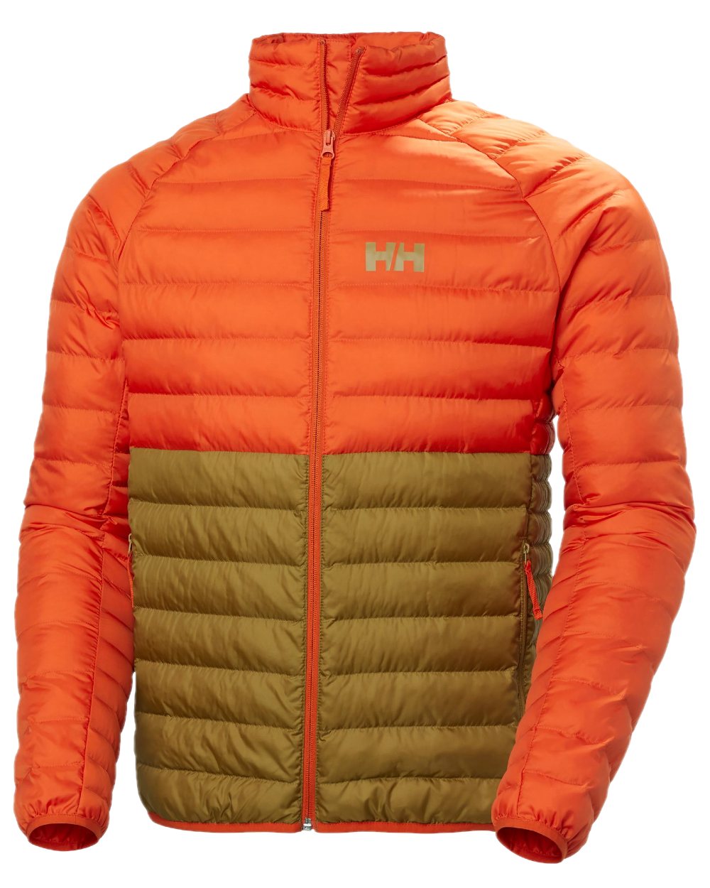 Patrol Orange Lynx Coloured Helly Hansen Mens Banff Insulator Jacket on white background 