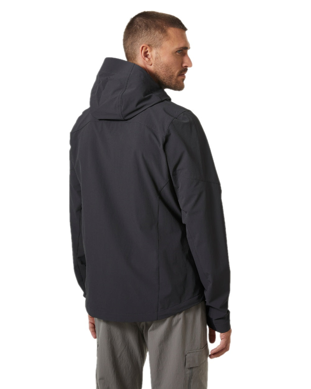 Ebony Coloured Helly Hansen Mens Blaze Hooded Softshell Jacket on white background 
