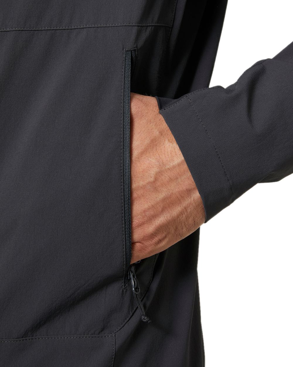 Ebony Coloured Helly Hansen Mens Blaze Hooded Softshell Jacket on white background 