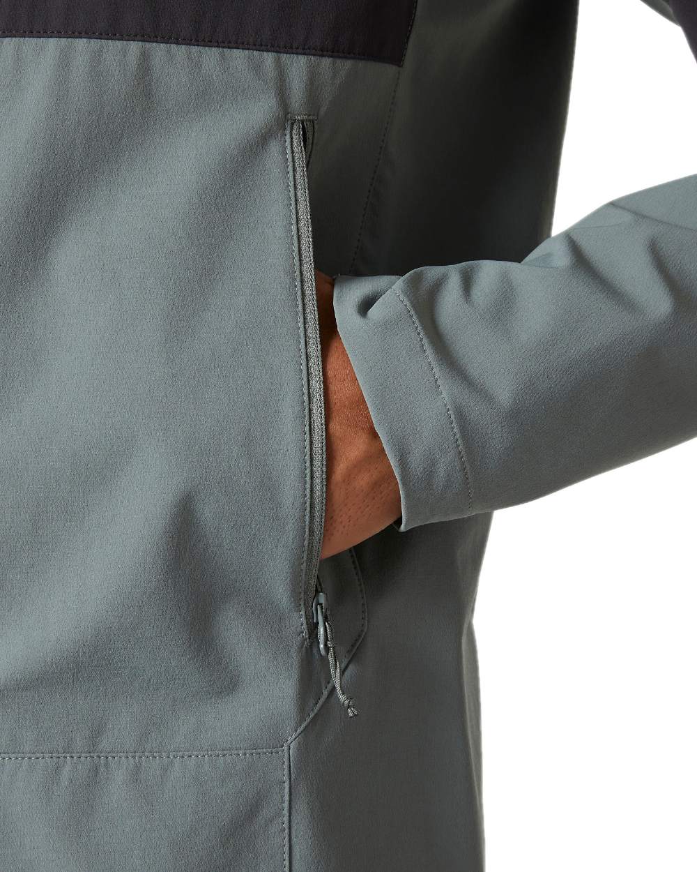 Grey Cactus Coloured Helly Hansen Mens Blaze Hooded Softshell Jacket on white background 