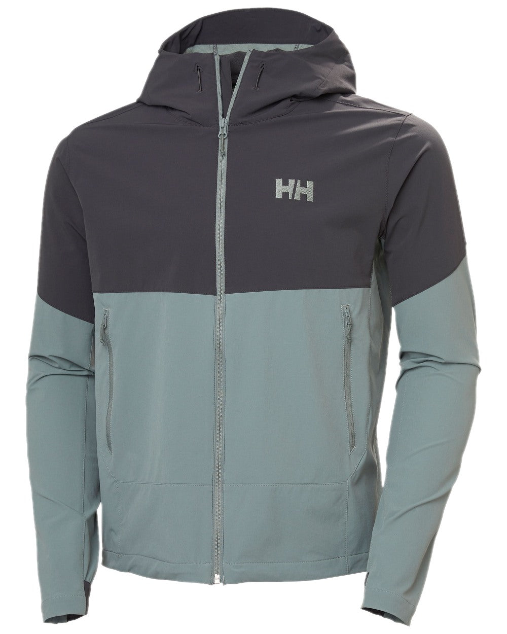 Grey Cactus Coloured Helly Hansen Mens Blaze Hooded Softshell Jacket on white background 