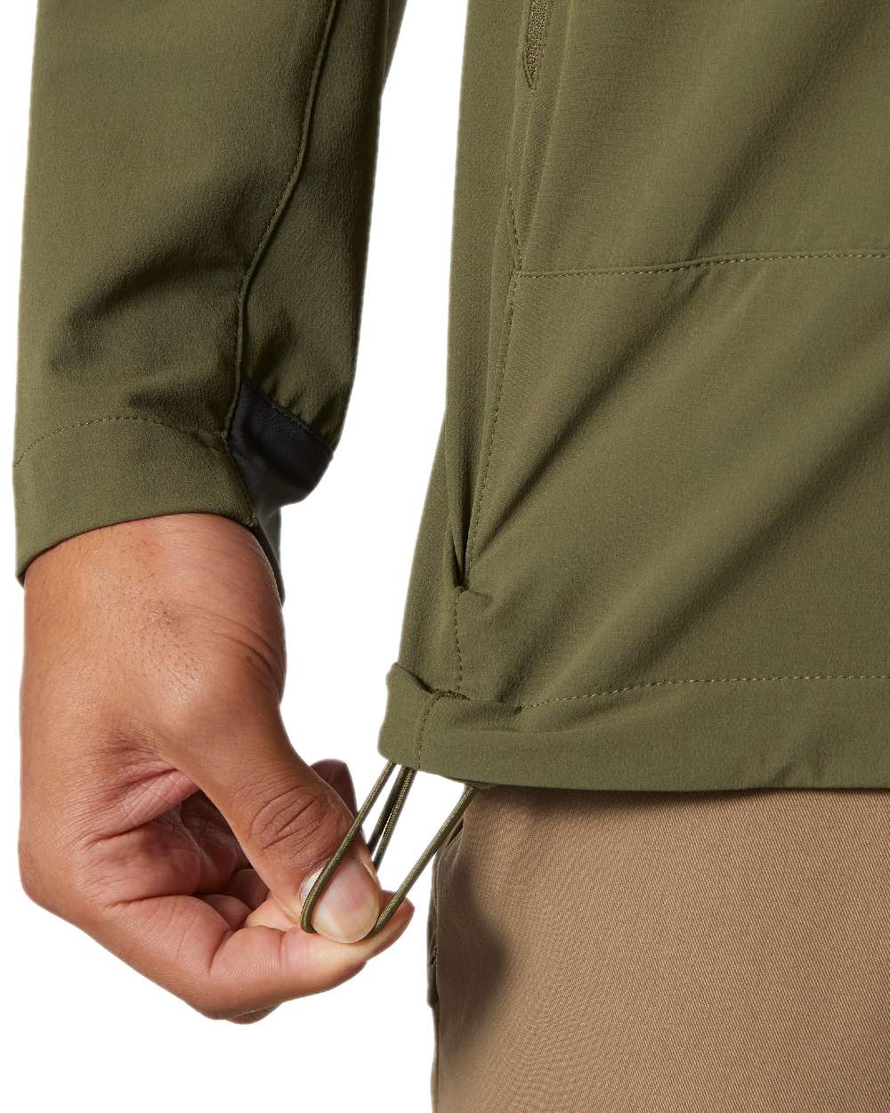 Utility Green Coloured Helly Hansen Mens Blaze Hooded Softshell Jacket on white background 
