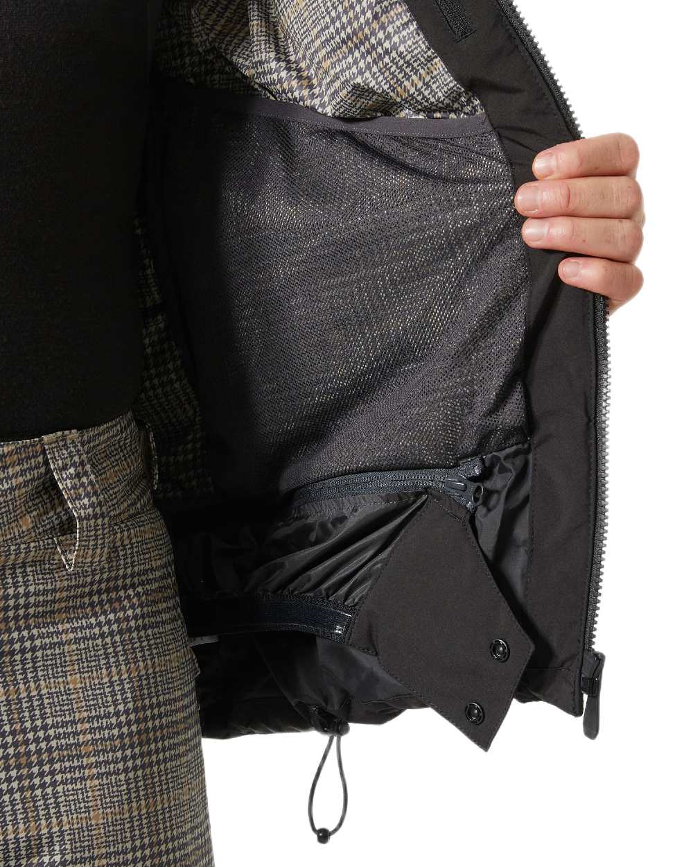 Black Coloured Helly Hansen Mens Bossanova Puffy 2.0 Jacket on white background 