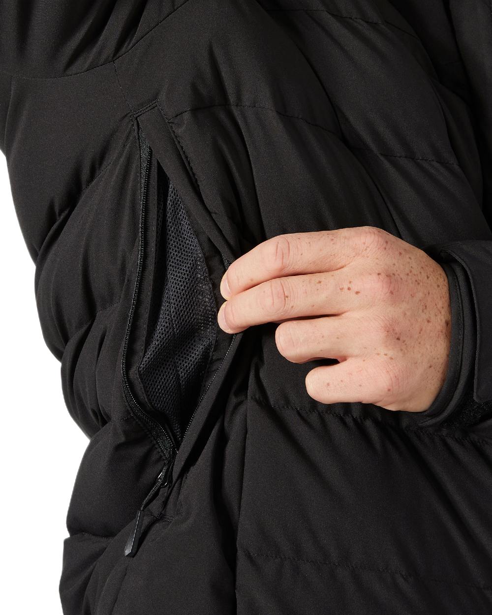 Black Coloured Helly Hansen Mens Bossanova Puffy 2.0 Jacket on white background 