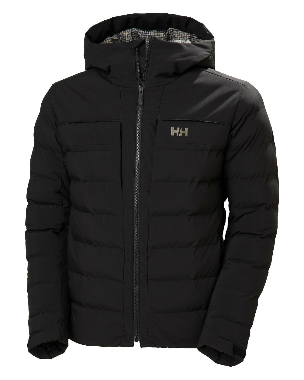 Black Coloured Helly Hansen Mens Bossanova Puffy 2.0 Jacket on white background 